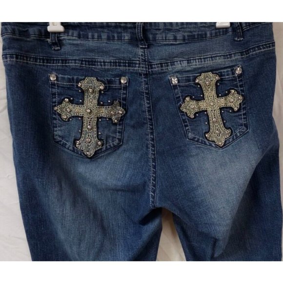 SMO SAND MOUNTAIN OUTFITTERS 20 Embellish Embroidered Cross Straight Jean 40x33 - Picture 9 of 13